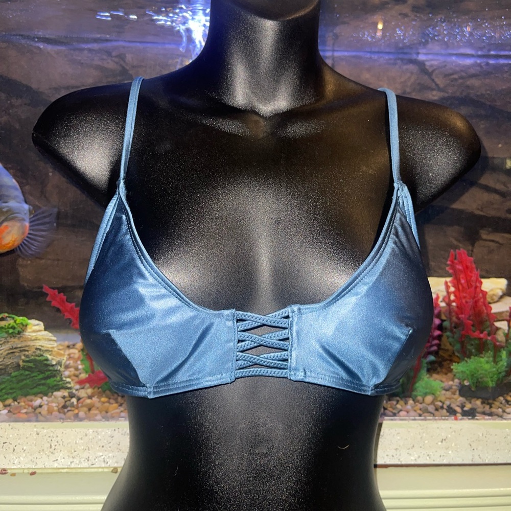 New with tags ladies gun metal blue bikini top multiple sizes